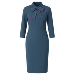 Poslovno_dnevna_haljina_Noir_Ribbon_sivo_plava_Zea