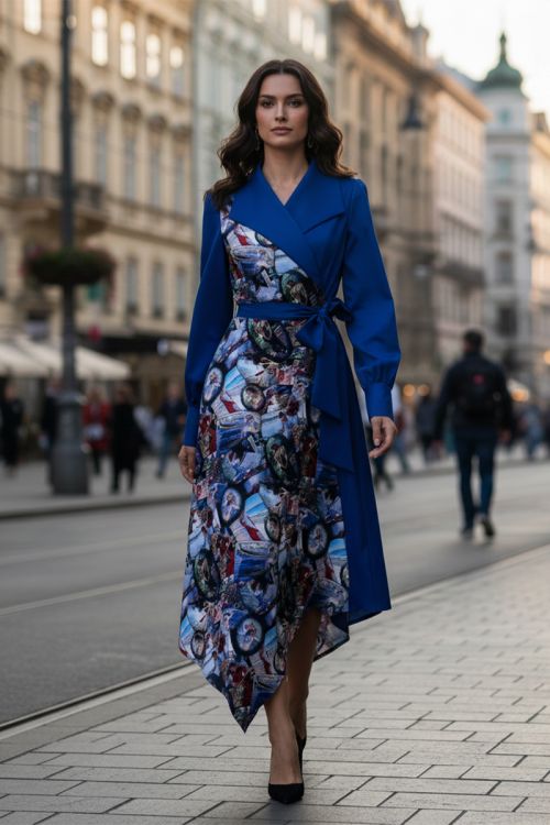 Dnevna haljina na preklop Artistic Flow _Zea